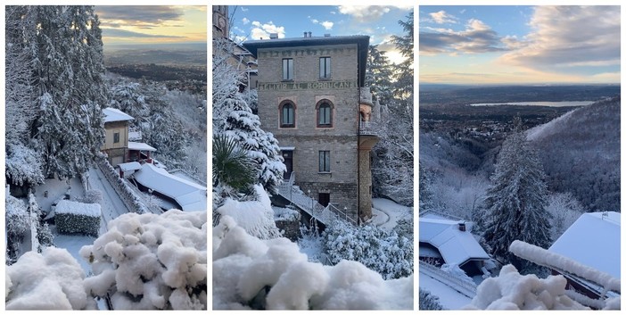 FOTO E VIDEO. Risveglio magico al Sacro Monte: il borgo è un villaggio fiabesco con la prima neve